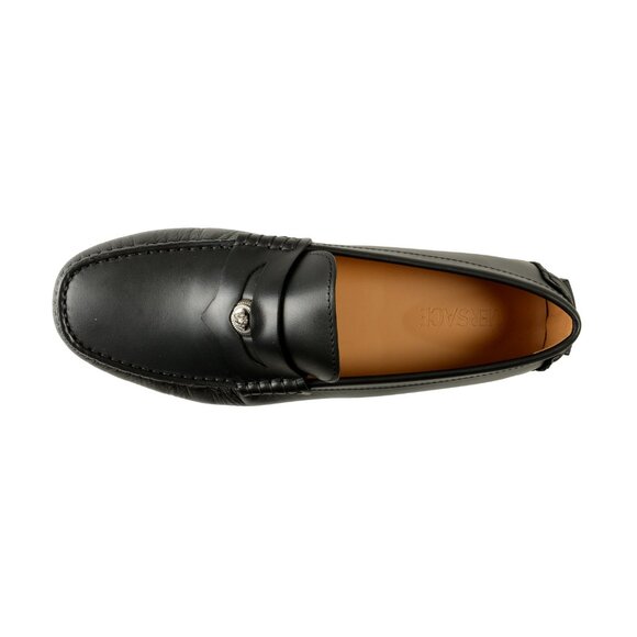 Versace Men\'s 100% Leather Silver Medusa Driver Loafers Shoes US 9 IT 42